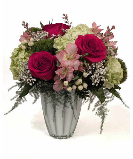 I Adore You - Pink & Green Romantic Flowers