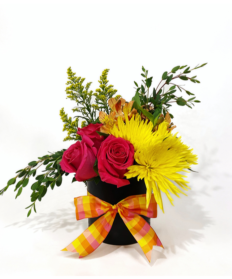 Dancing Queen - Vivid Flowers in a Matte Black Vase