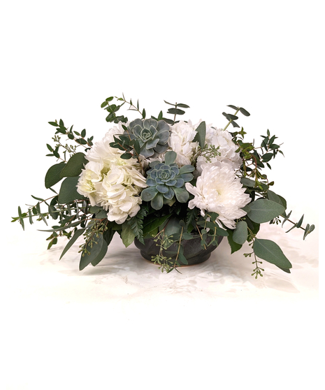 Flourishing Sensation - Succulents & White Flowers