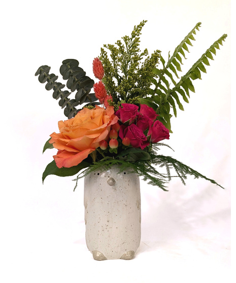Birdie - Colorful Flowers In Bird Vase