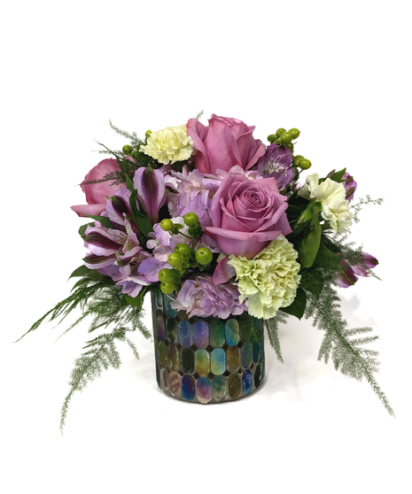 Bejeweled - Purples & Greens In A Mosaic Vase