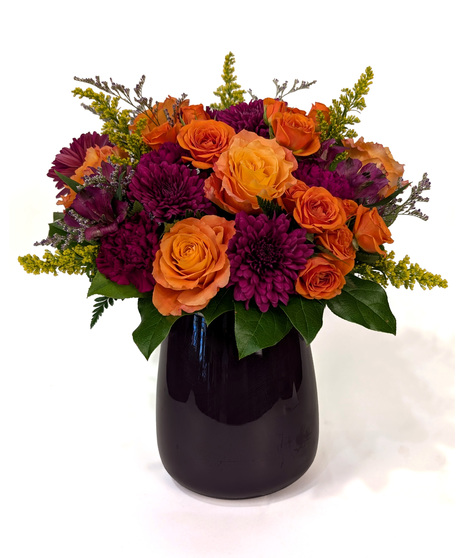 Lady Luck - A Large & Vibrant Orange & Purple Arrangement