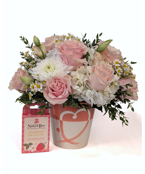 Strawberry Smooches - Sweet Valentine's Flowers with Naked Bee Lip Care