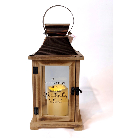 Wooden Memorial Lantern -  With Or Without Accenting Arrangement