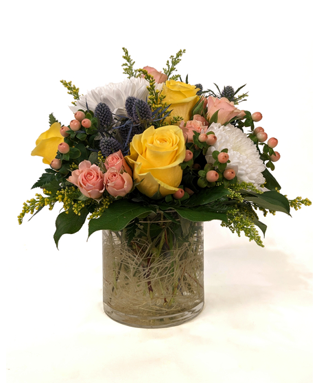 Breakfast In Bed - Pink, Yellow, & White Arrangement