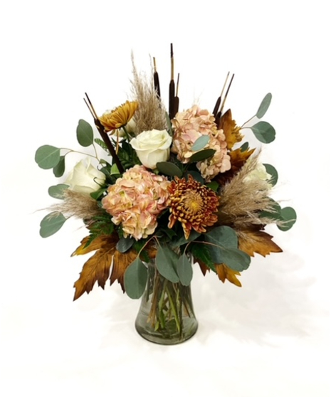 Pumpkin Spice Latte - Bronze & Cream Fall Arrangement
