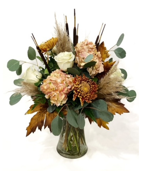 Pumpkin Spice Latte - Bronze & Cream Fall Arrangement