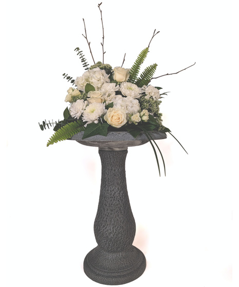 Eternal Song - Bird Bath with Memorial Flowers