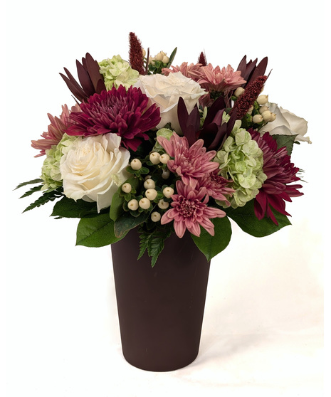 Vineyard - Bold Burgundy with Soft Roses & Hydrangea