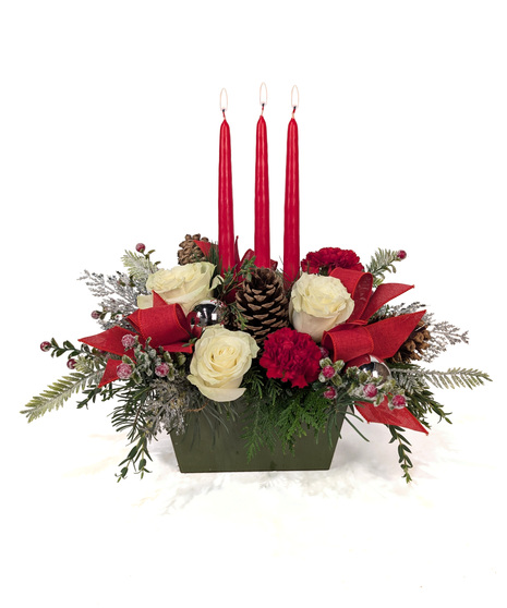 Gift Wrapped - Three Candle Centerpiece With Bows