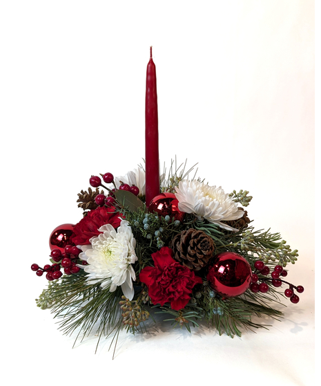 Merry Little Christmas - Classic Single Candle Centerpiece