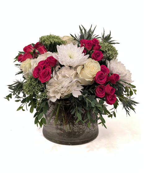 Raspberries and Cream - Large White & Hot Pink Arrangement