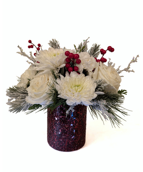 Mariah Berry - White Flowers in a Red Sparkly Vase